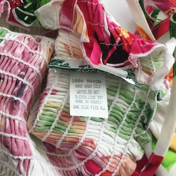 Two Palms Hawaiian Print Dress Made in Hawaii One Size Fits All - Picture 6 of 6